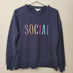 Wildfox Multicolor Embroidered Graphic Social Crewneck Sweatshirt Fleece